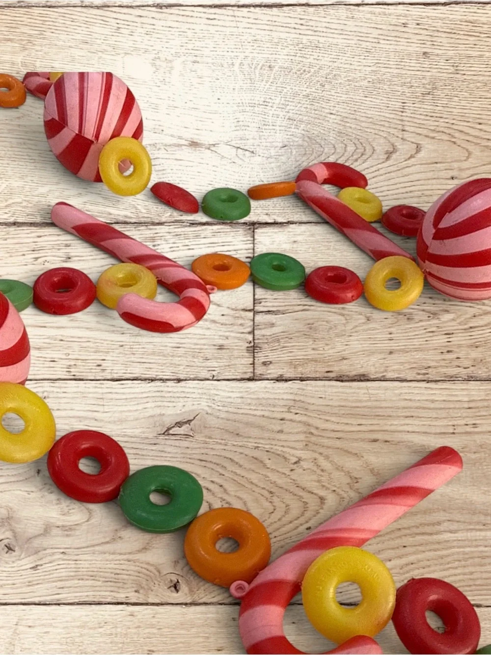 Vintage 9ft Candy Christmas Garland Peppermint Candy Cane Blow Mold Kitsch